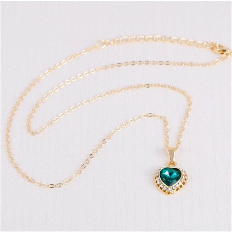 Peach Heart Rhinestone Jewelry Set - Daily Wear