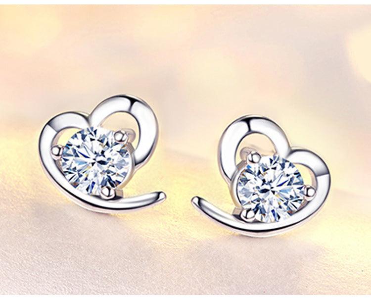 Zircon Heart Earrings Fashion Jewelry White