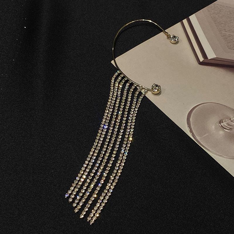 Fashionable And Simple Long Tassel Earrings Gold Right