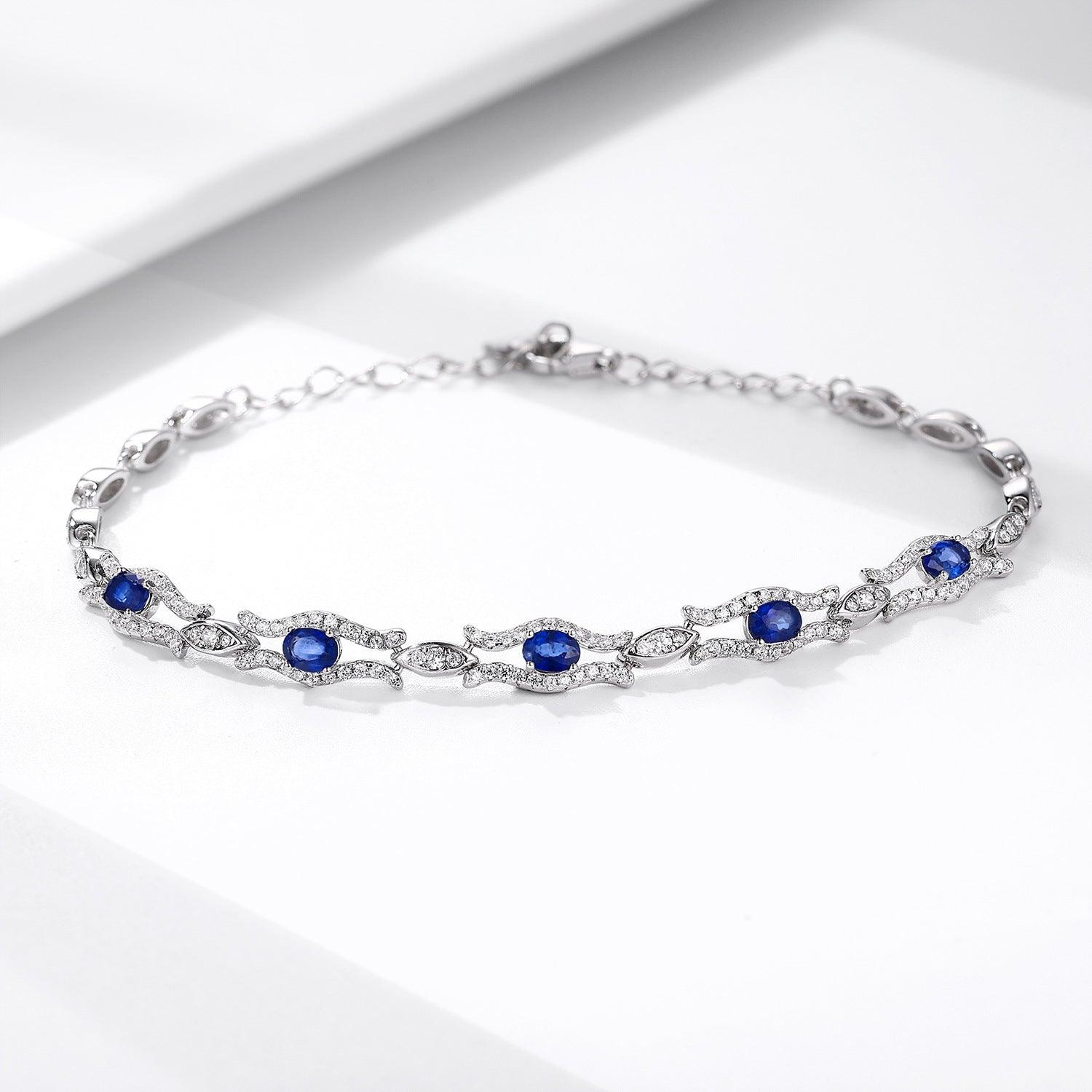 Natural Sapphire S925 Sterling Silver Bracelet | Daily Wear