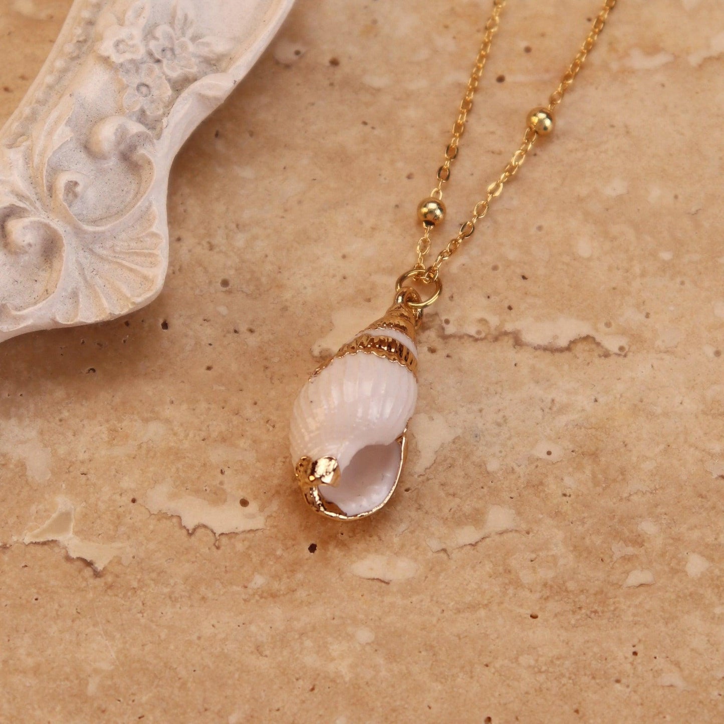 Titanium Steel Pearl Shell Conch Necklace | Beach Wear Conch Necklace