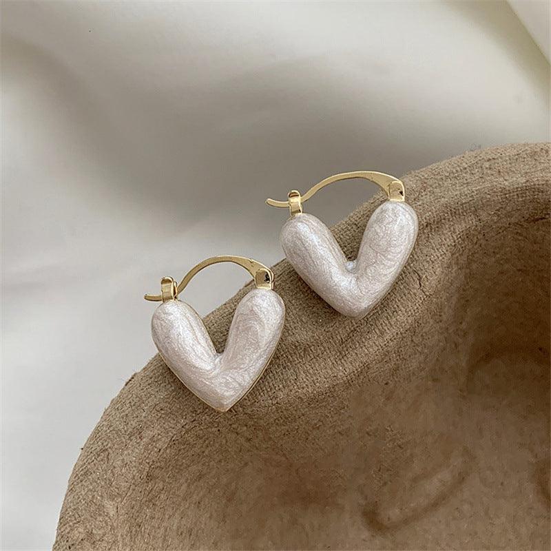 Heart Love Earrings | Daily Wear White
