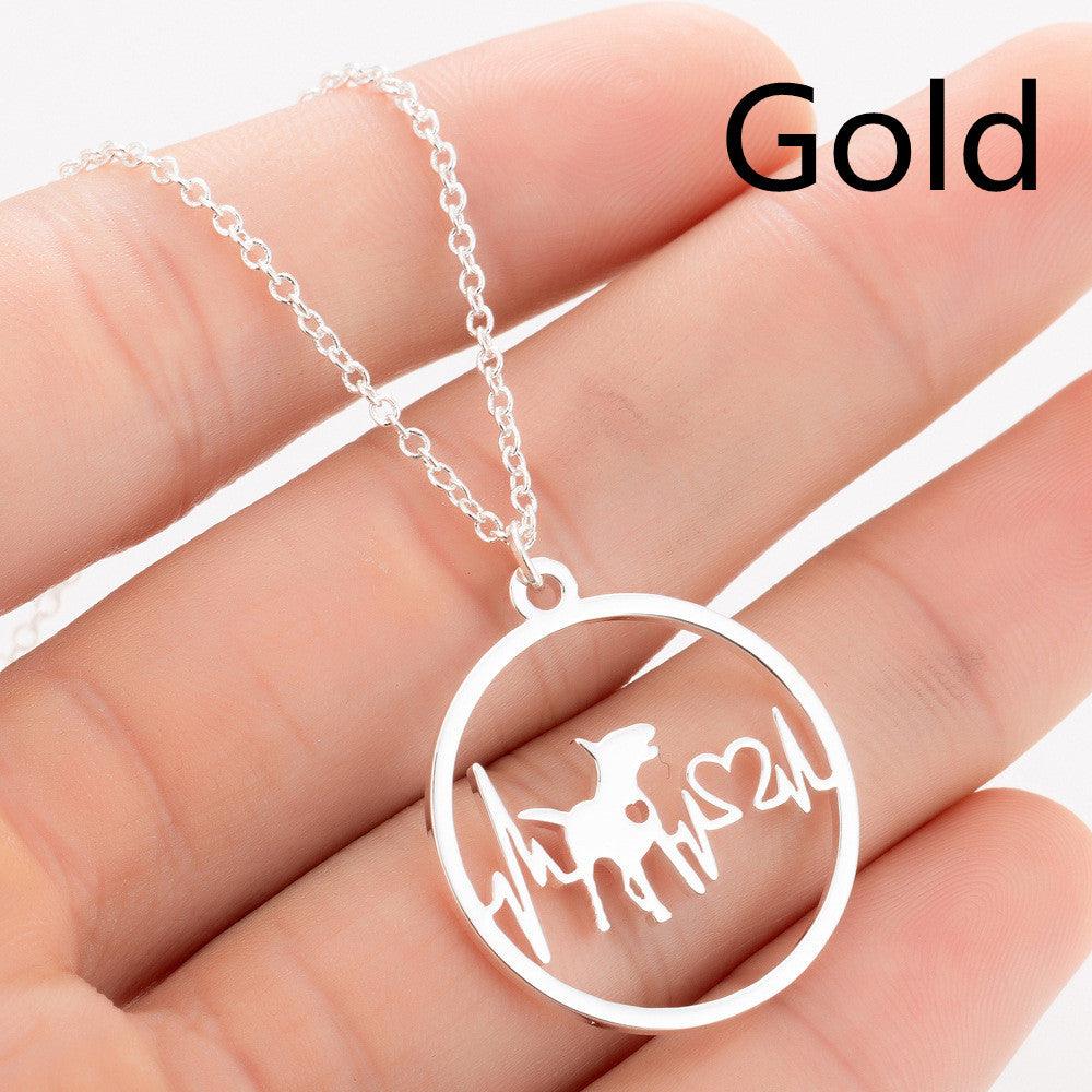 Pet Dog Paw Print Pendant Necklace | Pet Collection Bull Terrier Gold 1