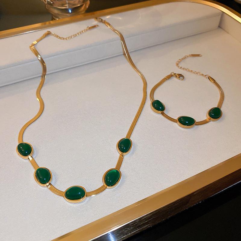 Green Crystal Snake Multilayer Necklace | Daily Jewelry
