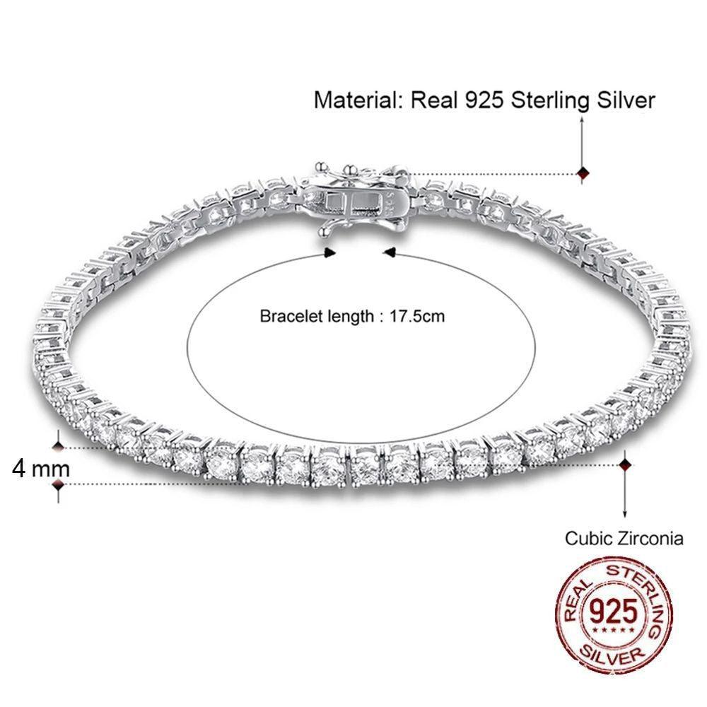 Tennis Chain Bracelet in S925 Sterling Silver | Daily Wear 17CM 925 Silver