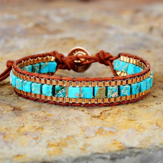 Imperial Stone Hand-woven Leather Bracelet | Yoga Collection