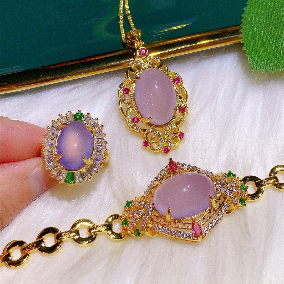 Natural Powder Chalcedony Jewelry Set | Party Collection
