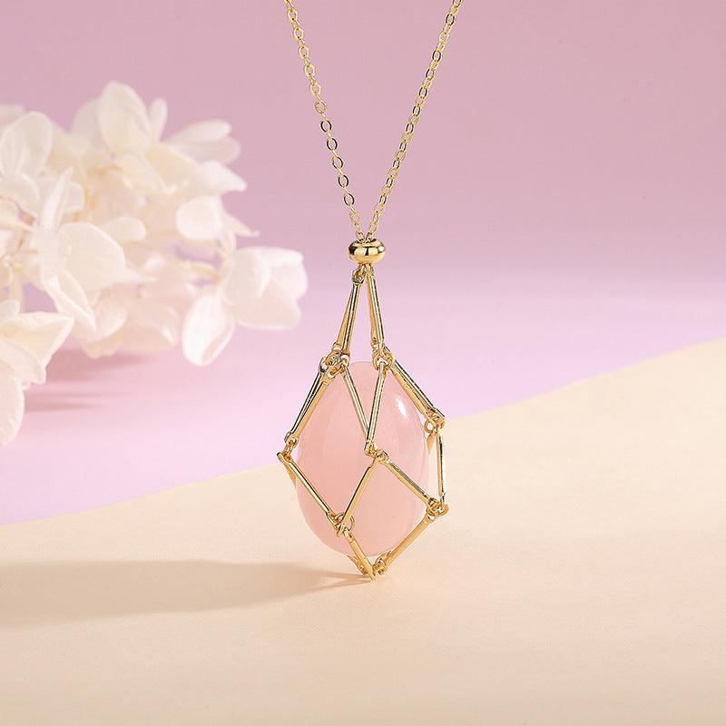 Natural Crystal Energy Pendant Necklace - Daily Wear Pink crystal