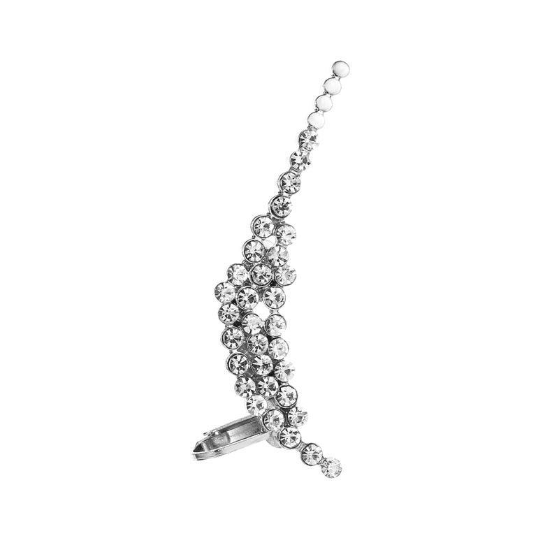Full Crystal Butterfly Flower Single Crystal Ear Clip Silver 5