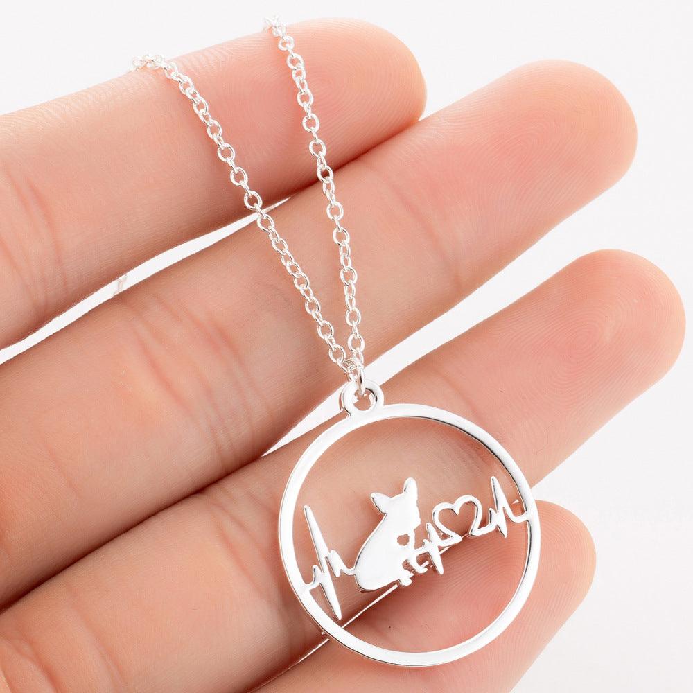 Pet Dog Paw Print Pendant Necklace | Pet Collection French Bulldog