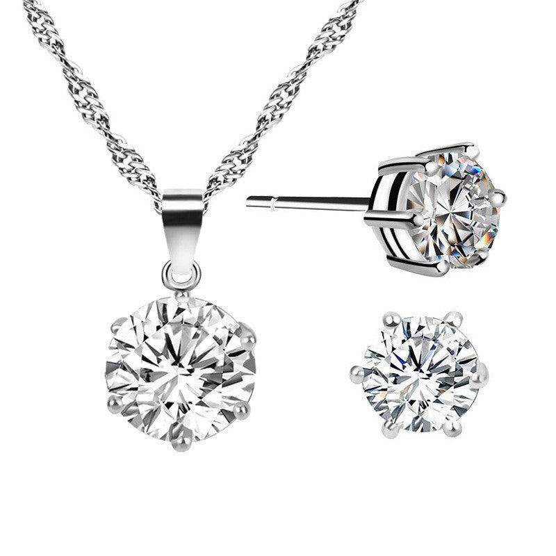 Combination Diamond-studded Jewelry Set | Daily Wear Silver