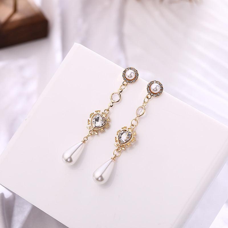 Pearl Earrings Love Rhinestones | Daily Wear