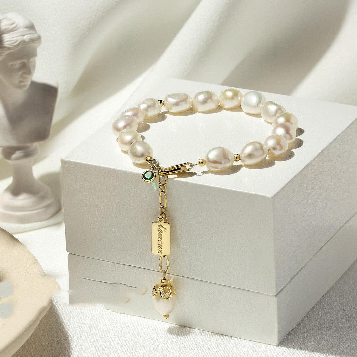 Elegant Zircon Pearl Bracelet | Fashion Luxury Jewelry Gold