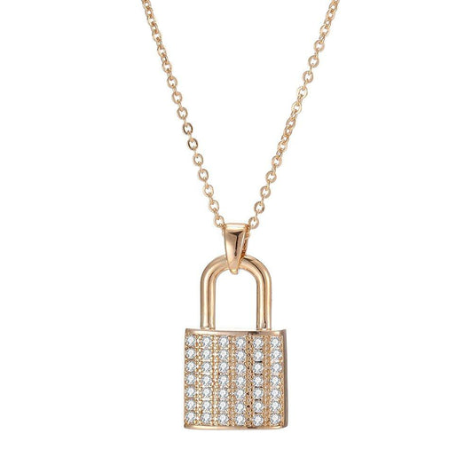 Zircon Lock Necklaces for Lovers | Party Collection Gold