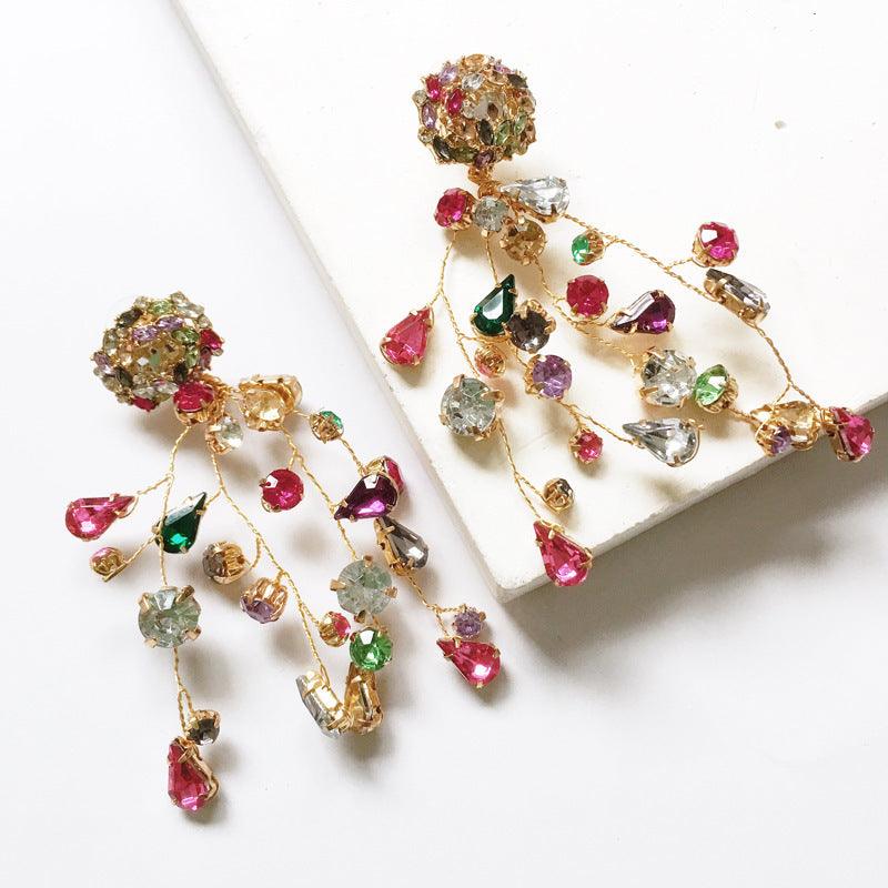 Colorful Crystal Earrings | Party Wear