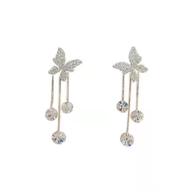 Shiny Butterfly Rhinestone Party Jewelry Silver