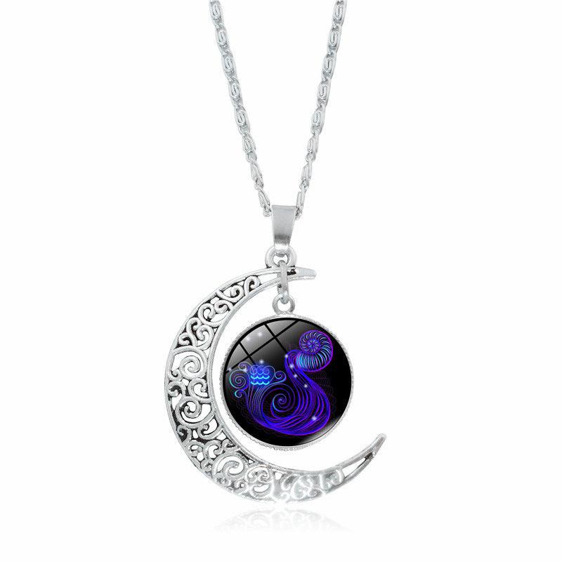 12 Constellation Moon Pendant Necklace | Daily Wear