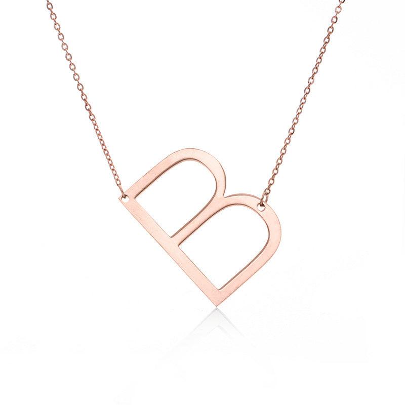 Initial Letter Pendant & Necklace | Gold Plated Rose Gold B