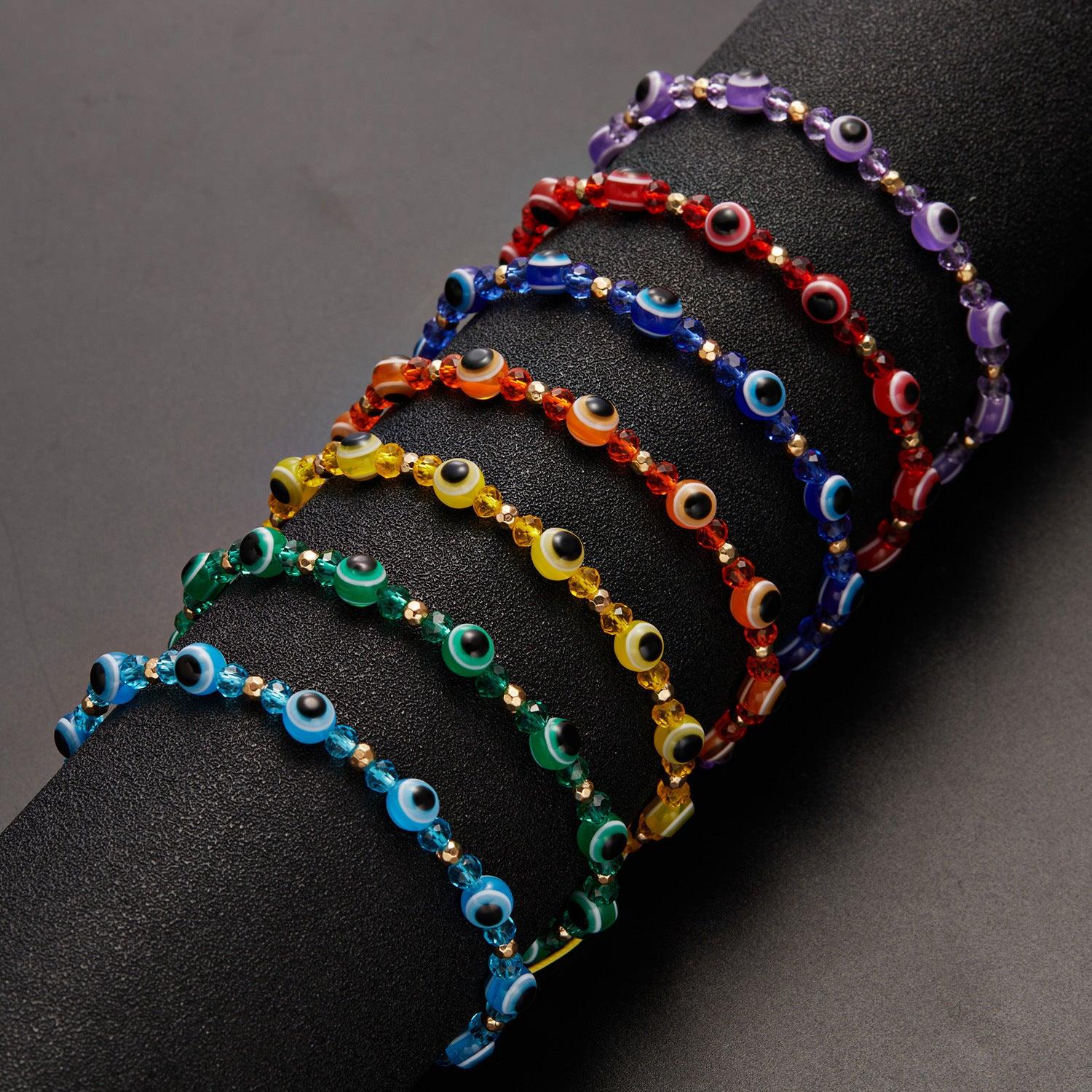 Eye Crystal Bead Pull Adjustable Bracelet | Fashion Jewelry
