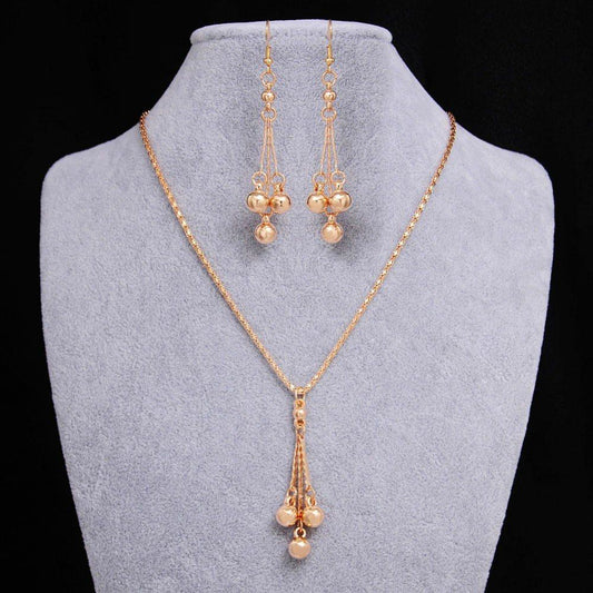 Elegant Earrings Necklace Jewelry Set | Party Wear Gold