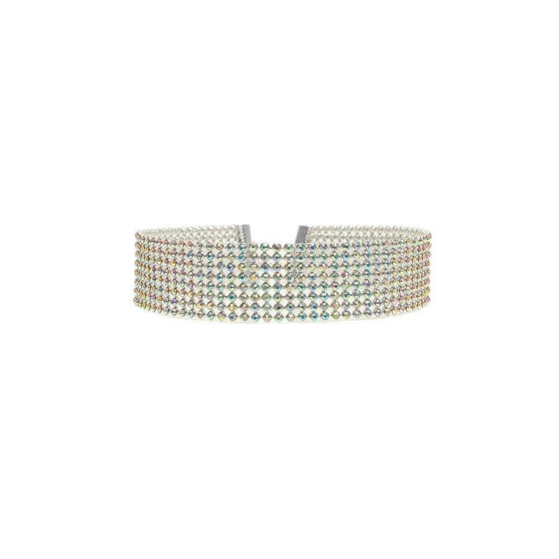 Fashion Women Full Crystal Rhinestone Choker Necklace Wedding Jewelry Colorful 25mm