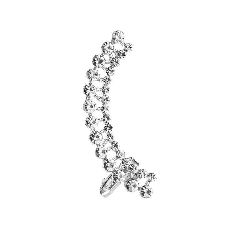 Full Crystal Butterfly Flower Single Crystal Ear Clip Silver 3