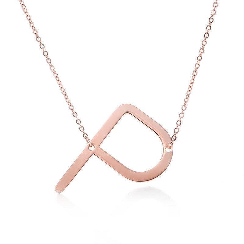 Initial Letter Pendant & Necklace | Gold Plated Rose Gold P