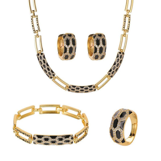 Korean Diamond Earring & Necklace Set | Fashion Wear Black