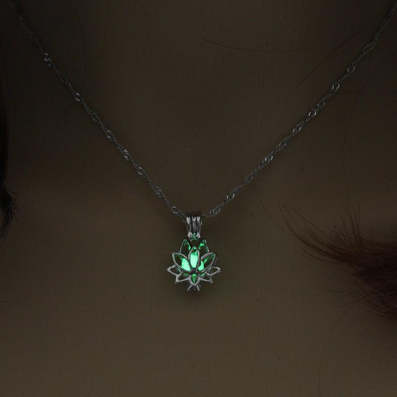 Glow-in-the-dark Lotus Necklace | Daily Wear Jewelry Light Green