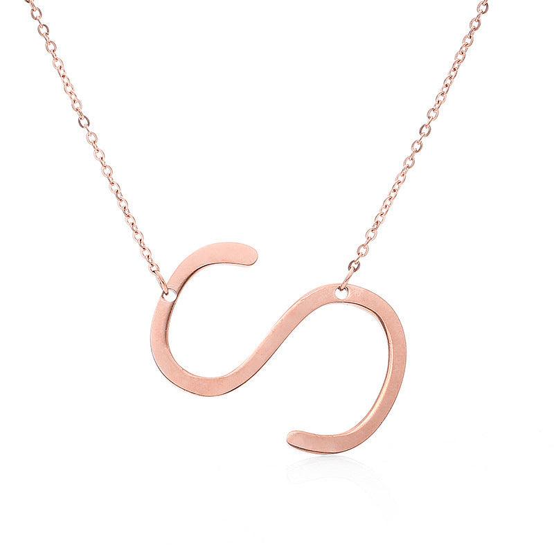 Initial Letter Pendant & Necklace | Gold Plated Rose Gold S