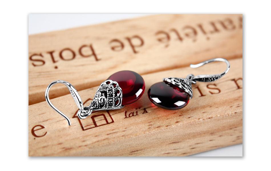 Vintage Round Garnet Earrings | Daily Wear