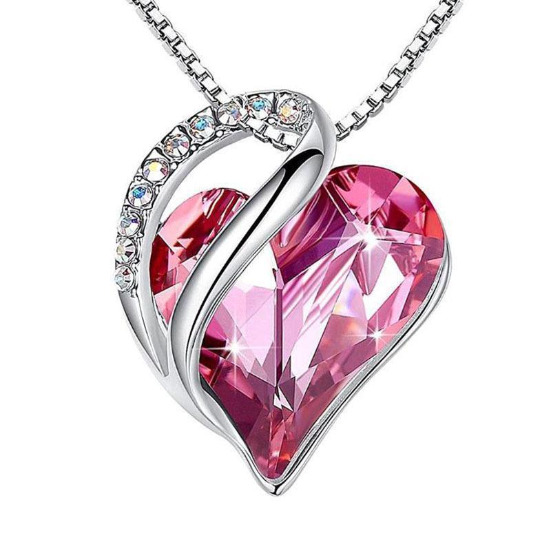 925 Silver Heart Shaped Necklace - Fashion Wear Red