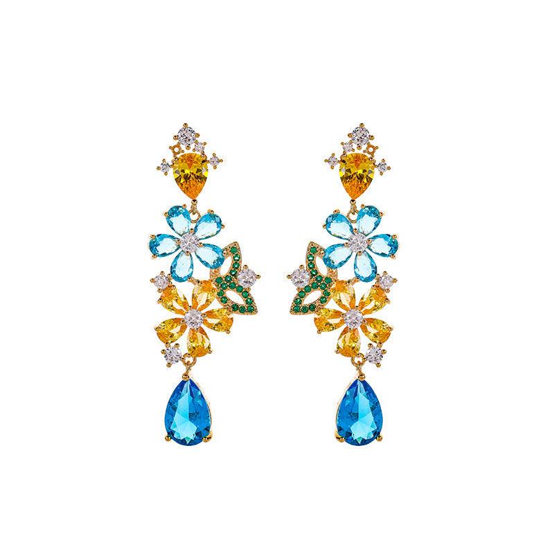 Ose Silver & Hetian Jade Flower Earrings
