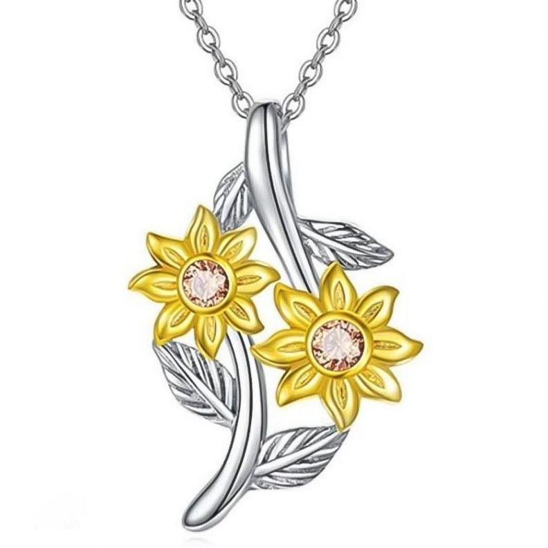Sunflower Heart-Shaped Small Pendant Necklace | Daily Wear C