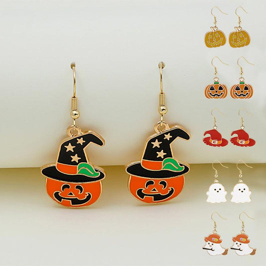 Cute Pumpkin Spooky Oil Drip Alloy Earrings