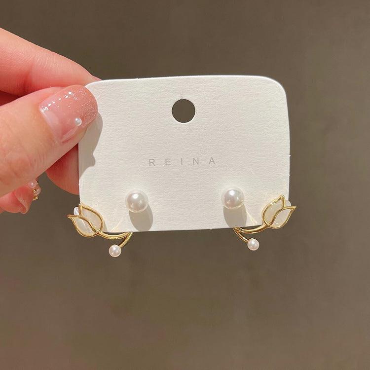 Sterling Silver Needle Tulip Stud Earrings | Daily Wear Earrings