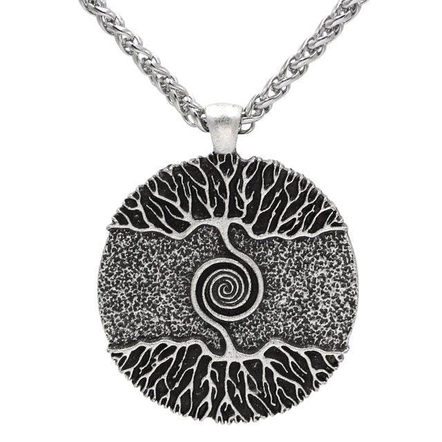Double-Sided World Tree Pendant Necklace | Fashion Wear Silver