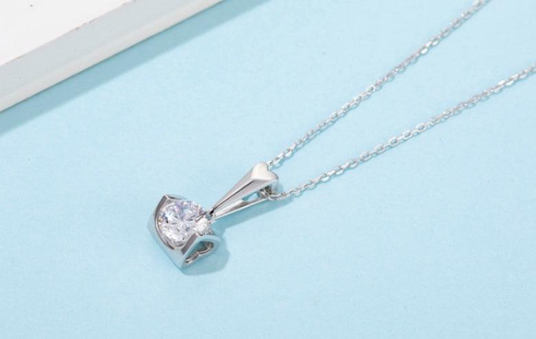 Sterling Silver Moissanite Stud Necklace Set