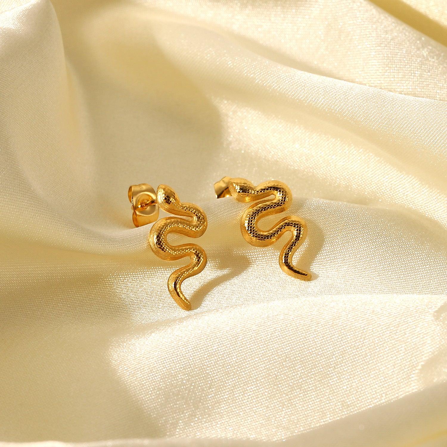 18K Gold Plated Snake Studs | Daily Wear