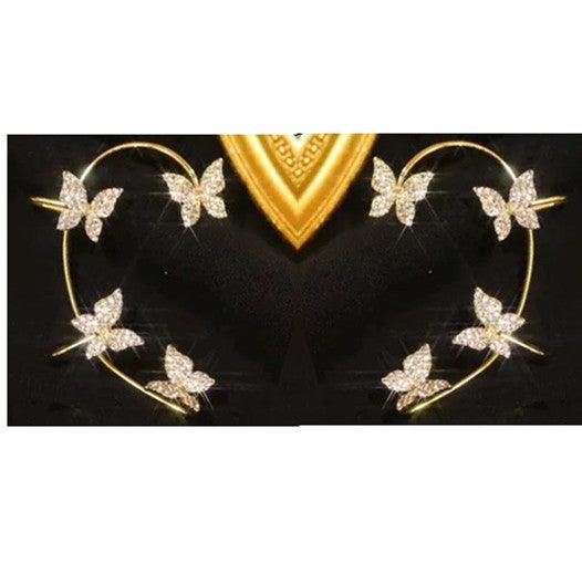 Fashion Earring Butterfly Ear Clip And Ear Hook Jewelry Gold pair