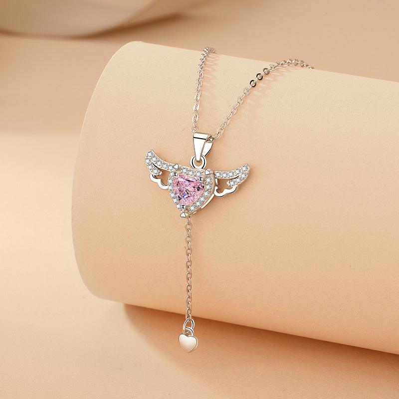 Moving Cupid Heart Crystal Necklace - Fashion Wear