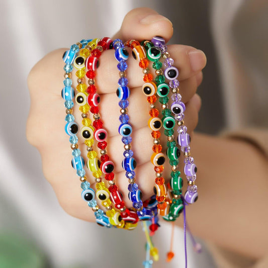Eye Crystal Bead Pull Adjustable Bracelet | Fashion Jewelry