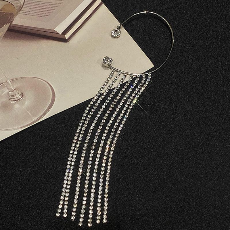Fashionable And Simple Long Tassel Earrings Silver Left