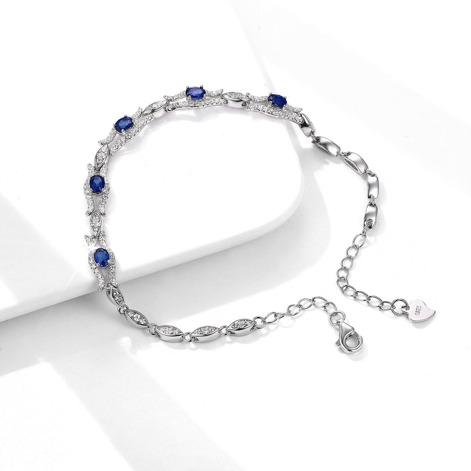 Natural Sapphire S925 Sterling Silver Bracelet | Daily Wear