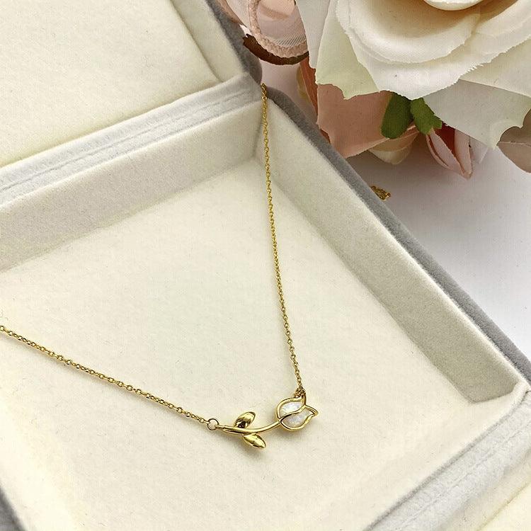 Sterling Silver Needle Tulip Stud Earrings | Daily Wear Necklace