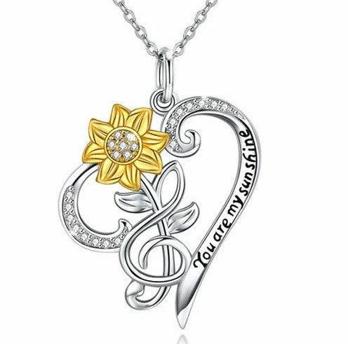 Sunflower Heart-Shaped Small Pendant Necklace | Daily Wear
