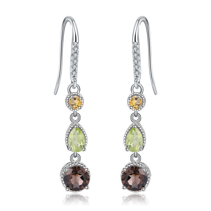 Elegant Natural Gems 925 Silver Earrings