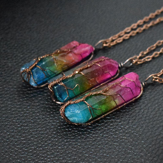 Stone Crystal Pendant Fashion Necklace