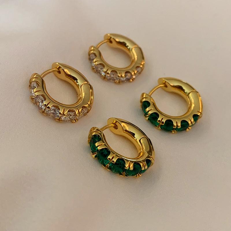 Gold Platted Stone Earrings | Daily Wear White Diamond