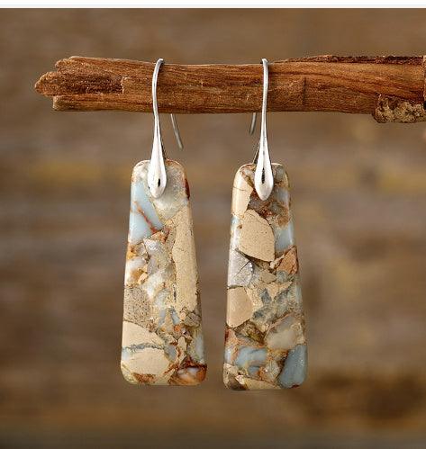 Bohemian Emperor Stone Geometric Earrings | Fashion Collection Primsilver